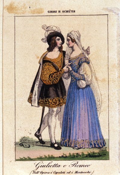 Giulia Grisi और Schutz रोमियो और जूलियट की व्याख्या "I Capuleti ei Montecchi" (लेस Capulet et les Montaigu) में द्वारा Vincenzo Bellini द्वारा इतालवी स्कूल