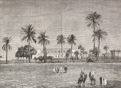 गवर्नर का महल, जहां जनरल गॉर्डन रहते थे, खार्तूम, सूडान, L'Illustration Italiana से कैरोली द्वारा उत्कीर्ण, संख्या 51, दिसंबर 21 द्वारा इतालवी स्कूल