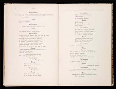 जियाकोमो पक्कीनी द्वारा टोस्का द्वारा लिब्रेटो, रिकोर्डी संस्करण, इटली द्वारा इतालवी स्कूल