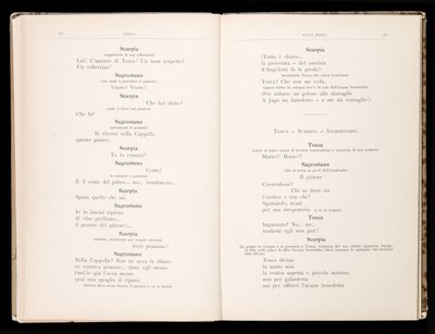 जियाकोमो पक्कीनी द्वारा टोस्का द्वारा लिब्रेटो, रिकोर्डी संस्करण, इटली द्वारा इतालवी स्कूल
