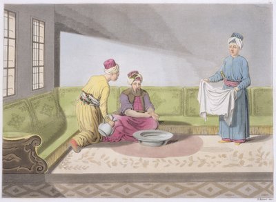 मुस्लिम एब्लैकशन का प्रदर्शन, भाग III से प्लेट 34, राष्ट्र के इतिहास का खंड I, वी। रेनरी (एक्वाटिंट) द्वारा उत्कीर्ण द्वारा इतालवी स्कूल