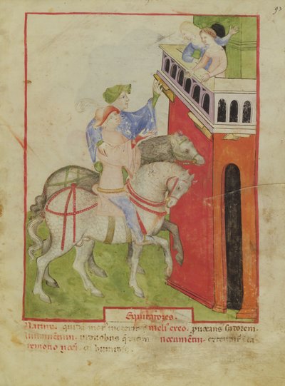 Nouy ACQ अक्षांश 1673 f.93 घुड़सवारी, Tacuinum स्वस्थ, c.1390-1400 से द्वारा इतालवी स्कूल