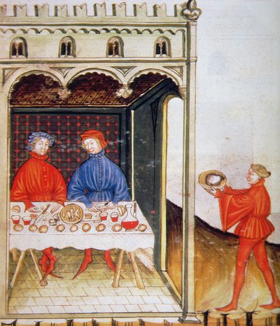 Nova 2644 Fol.53r चखना उबला हुआ गेहूं, टैकुइनुम सैनिटैटिस कोडेक्स विन्डोबोन्सिस से द्वारा इतालवी स्कूल