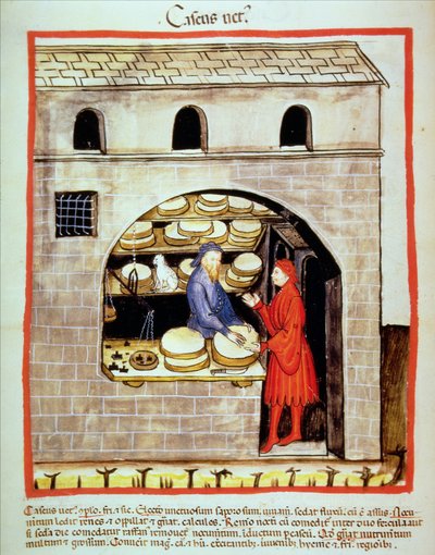 जल्दी 2644 fol.60v ताजा पनीर, स्वस्थ Tacuinum से बेचना द्वारा इतालवी स्कूल