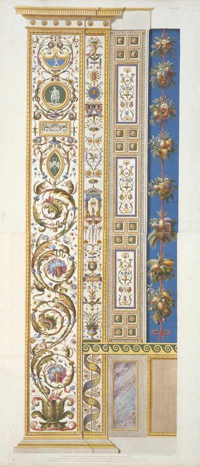 जाइतानी ओटावियानी (c.1735-1808) द्वारा उत्कीर्ण, वेटिकन में राफेल द्वारा डेल्ले लोगगी से वेटिकन में राफेल से पैनल, प्रकाशित c.1772-77 (हाथ से रंगीन उत्कीर्णन) द्वारा इतालवी स्कूल