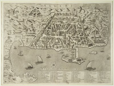 पोर्ट एंड टाउन ऑफ अल्जीयर्स, c.1572 द्वारा इतालवी स्कूल