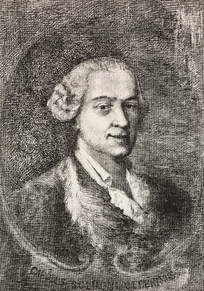 कार्लो गोल्डोनी (1707-1793) का पोर्ट्रेट, इतालवी नाटककार, मार्को पिटेरी द्वारा जियाम्बतिस्ता पियाज़ेटा द्वारा पेंटिंग और ई ज़िमेनेस द्वारा ड्राइंग, एल'इलस्ट्रेशन इटालियाना से उत्कीर्णन, नंबर 20, मई 18 द्वारा इतालवी स्कूल