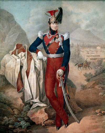 फर्डिनेंड II का पोर्ट्रेट (फर्डिनेंडो कार्लो) (1810-1859), दो सिसिली के राजा (दो सिसिली) बेनामी जल रंग। सैन मार्टिनो नेपल्स का 19वीं सदी का राष्ट्रीय संग्रहालय द्वारा इतालवी स्कूल
