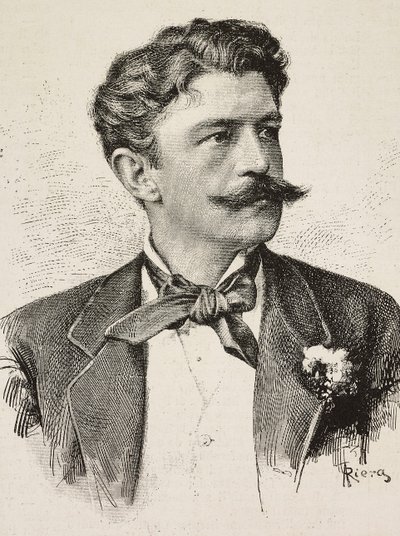 हर्बर्ट वॉन बिस्मार्क (1849-1904) का पोर्ट्रेट, जर्मन राजनेता, रिएरा द्वारा वियानेलो ब्रदर्स की तस्वीर से उकेरा गया, L'इलस्ट्रेशन इटालियाना से, नंबर 44, 2 नवंबर द्वारा इतालवी स्कूल