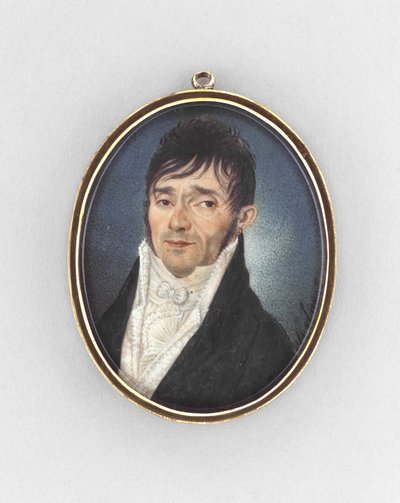 पोर्ट्रेट ऑफ़ ए मैन, c.1810 (आइवरी पर पानी का रंग) द्वारा इतालवी स्कूल