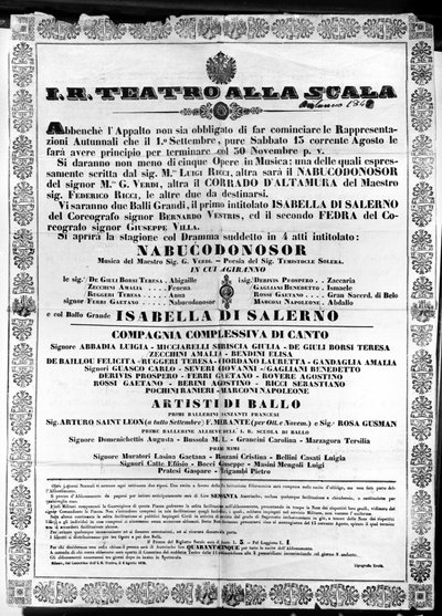 Giuseppe Verdi . द्वारा IR टीट्रो अल्ला स्काला, 'नाबुको' का पोस्टर द्वारा इतालवी स्कूल