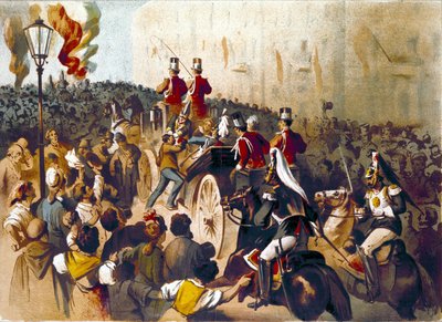 1878 में नेपल्स में इतालवी राजा अम्बर्टो I (हम्बर्ट I) के खिलाफ गियोवन्नी पासानन्ते (1849-1910) के हमले का प्रतिनिधित्व। इस घटना ने कवि जियोवानी पास्कोली (1855-1912) को एक ओड में प्रेरित किया। 19वीं सदी की नक्काशी द्वारा इतालवी स्कूल
