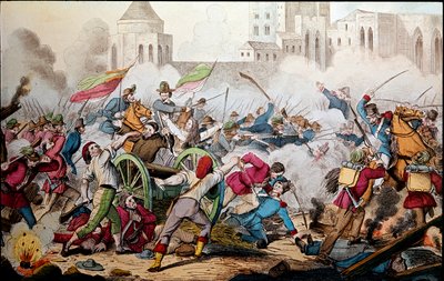 रिसोर्गिमेंटो: 26 मई 1860 को पलेर्मो के झगड़े। हजार का अभियान (लाल शर्ट)। पालेर्मो और विद्रोह में लोगों के बीच ग्यूसेप गैरीबाल्डी (1807-1882) नेपल्स के बोर्बोन साम्राज्य के सैनिकों से लड़ने के लिए उनके साथ शामिल हो गए। 19 वीं सीई . की नक्काशी द्वारा इतालवी स्कूल