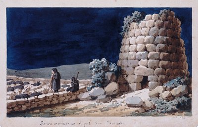 सार्डिनियन चरवाहे नूरघे के पास, प्रिंट एमएस। 257, कोमिनोटी संग्रह, c.1825 द्वारा इतालवी स्कूल