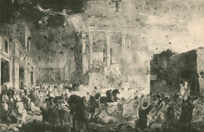 फॉर्च्यून के मंदिर से पहले पोम्पेई का विनाश (गुरुत्वाकर्षण) द्वारा इतालवी स्कूल