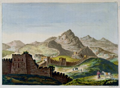 द ग्रेट वॉल ऑफ़ चाइना, ले कॉस्टयूम Ancien et Moderne से जूल्स फेरेरियो, Gaetano Zancon (1771-1816) c.1820 द्वारा उकेरा गया द्वारा इतालवी स्कूल