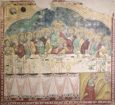द लास्ट सपर एंड द एगनी इन द गार्डन, c.1300 (फ्रेस्को को कैनवस में स्थानांतरित) द्वारा इतालवी स्कूल
