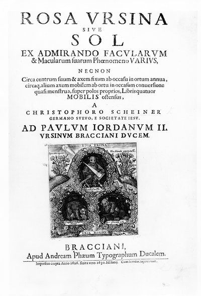 क्रिस्टोफ स्किनर द्वारा रोजा उर्सिना सिव सोल का शीर्षक पृष्ठ, 1630 में प्रकाशित (प्रिंट) द्वारा इतालवी स्कूल