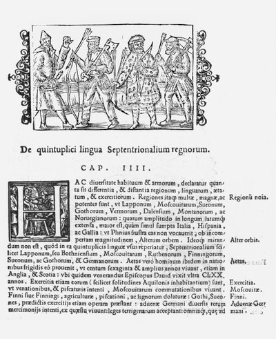 भाषाओं की विविधता, ओलौस मैग्नुस द्वारा उत्तरी पीपुल्स का एक इतिहास (1490-1558), रोम, 1555 में प्रकाशित से द्वारा इतालवी स्कूल