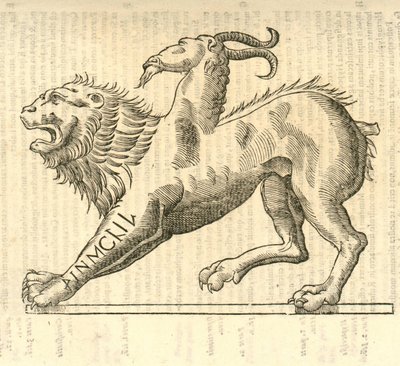 दानव के कुछ kazakovae इतिहास 1642 से राक्षसी Chimaera का चित्रण द्वारा इतालवी स्कूल