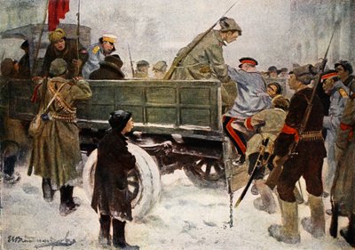 फरवरी 1917 में क्रांति के दौरान जनरलों की गिरफ्तारी (रंगीन लिथो) द्वारा इवान अलेक्सेयेविच व्लादिमीरोव