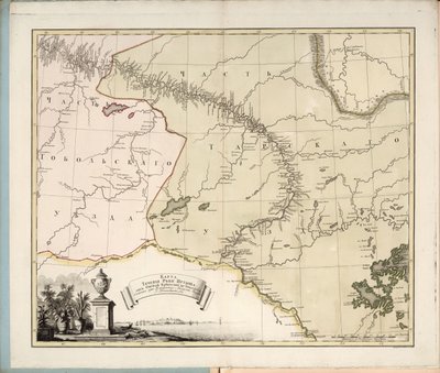 1780 में ओम्स्क किले से इरशिश नदी के प्रवाह का नक्शा तोबोलस्क। द्वारा इवान इवानोविच इस्लेनयेव