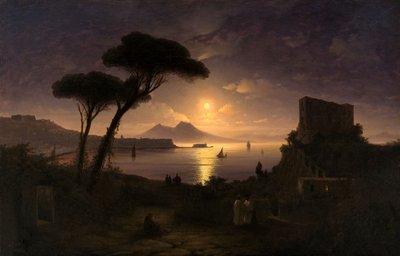 1842 की चांदनी रात में नेपल्स की खाड़ी द्वारा Ivan Konstantinovich Aivazovsky
