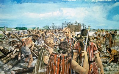 स्टोनहेंज निर्माण, c2300BC, c1990-2010 द्वारा इवान लैपर