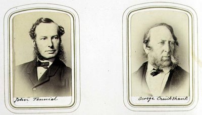 सर जॉन टेनियल (1820-1914) और जॉर्ज क्रुइशांक (1792-1878) के चित्र c.1860 (एल्बम प्रिंट) द्वारा जेसी वाटकिंस