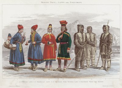 मंगोल जाति, लैप्स और एस्किमॉक्स (रंगीन उत्कीर्णन) द्वारा जेएल (बाद) विलियम्स