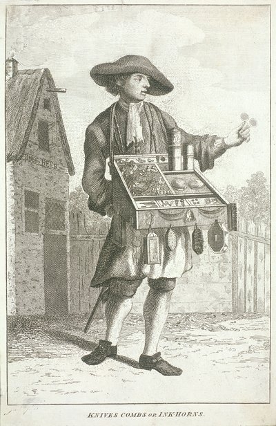 चाकू की कंघी या स्याही के सींग, लंदन का क्रीज, c1750 द्वारा जेएम
