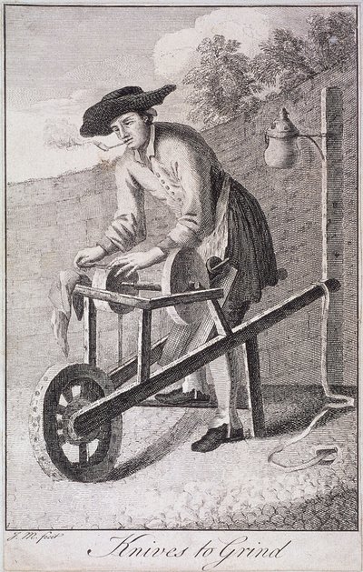 चाकू पीसने के लिए, लंदन का क्रीज, c1750 द्वारा जेएम