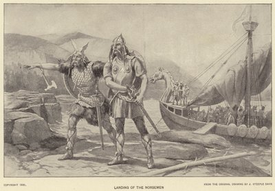 नॉर्समेन की लैंडिंग (लिथो) द्वारा जे (बाद) स्टीपल डेविस