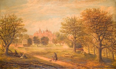 पश्चिम से एस्टन हॉल, 1800-1900। द्वारा जे. बियर्डमोर