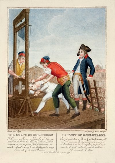 डेबस ऑफ़ रोबेस्पिएरे (1758-94) 28 जुलाई 1794 को जेम्स इडनरपिला द्वारा उत्कीर्ण, 1799 द्वारा जे बे