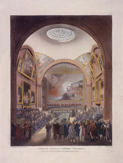 गिल्डहॉल काउंसिल चैंबर, लंदन, 1808 द्वारा जे ब्लुक