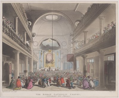 रोमन कैथोलिक चैपल, लिंकन्स इन फील्ड्स, 1 अप्रैल, 1808।, 1 अप्रैल, 1808। द्वारा जे. ब्लुक
