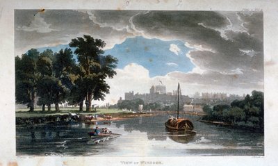 थेम्स नदी, बर्कशायर से विंडसर का दृश्य, c1820 द्वारा जे ब्लुक