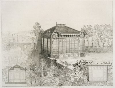एक बगीचे मंडप की योजना और ऊंचाई, c.1880 द्वारा जे। बूसर्ड