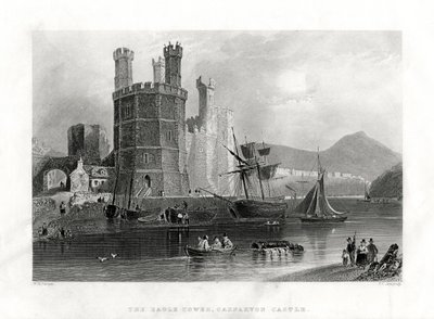 ईगल टॉवर, कार्नरवॉन कैसल, केर्नारफॉन, उत्तरी वेल्स, 1860 द्वारा जेसी सेना के दिन