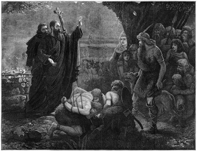ईसाई मिशनरियों ने एक मानव बलिदान, 1878 को बाधित किया। द्वारा जे। क्रिस्टी