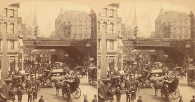 लुडगेट हिल, लंदन, इंग्लैंड, 1850-1910 के 4 स्टीरियोग्राफ़ दृश्यों का समूह। द्वारा जेएफ जार्विस