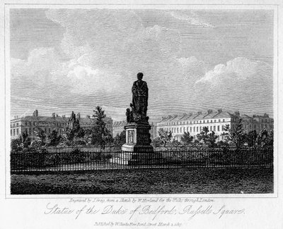 ड्यूक ऑफ बेडफोर्ड, रसेल स्क्वायर, ब्लूम्सबरी, लंदन, 1817 की प्रतिमा। द्वारा जे। ग्रेग