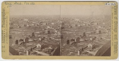 1871 की शिकागो फायर के बाद जल मीनार से उत्तर-पूर्व का दृश्य, 1871 (कार्ड माउंट पर बीडब्ल्यू फोटो) द्वारा जेएच एबॉट