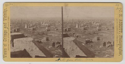 1871 के शिकागो फायर के बाद पानी के टॉवर से उत्तर-पश्चिम का दृश्य द्वारा जेएच एबॉट