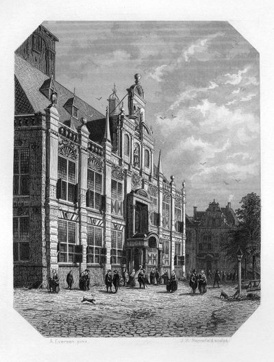 डेल्फ़्ट, नीदरलैंड में टाउन हॉल, 1620 c1870। द्वारा YH Rennefeld