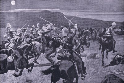 19वें हुसर्स एनआर स्टीनकैंपबर्ग का मूनलाइट चार्ज, 'आफ्टर प्रिटोरिया: द गुरिल्ला वॉर' से चित्रण द्वारा जेएच थॉर्नले