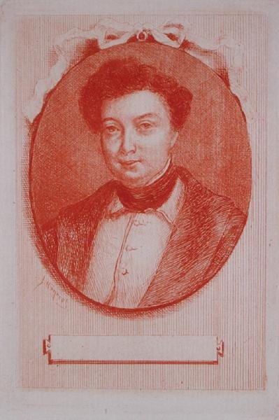 अलेक्जेंड्रे डुमास पेरे का पोर्ट्रेट (1803-70) c.1830-40 (कागज पर संगीन) द्वारा जे। हन्रीत