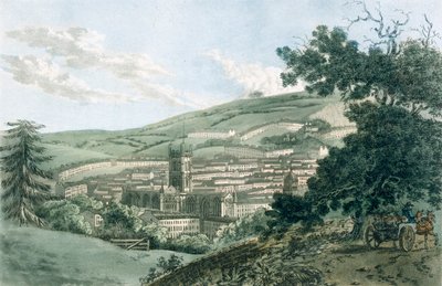 बाथ, प्रायर पार्क, पब की ओर जाने वाली निजी सड़क से। 1793. द्वारा जे. हासेला