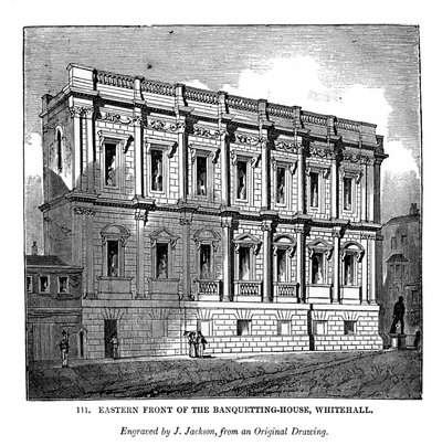 भोज घर के पूर्वी सामने, व्हाइटहॉल, 1843 द्वारा जे। जैक्सन